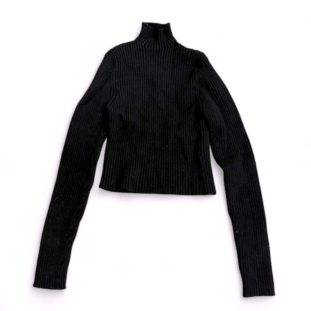 Zara Ribbed Mock Neck Cropped Sweater